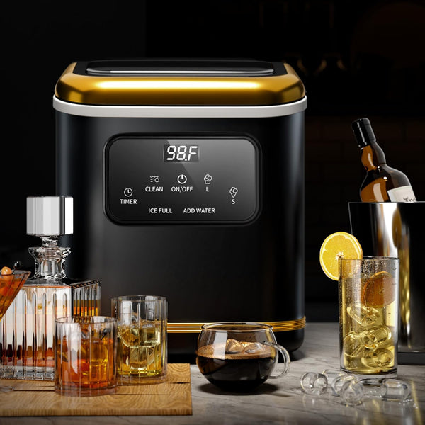 Portable Countertop Ice Makers with LED Screen Control Panel & 24H Timer, 28lbs/24Hrs, Self-Cleaning Ice Maker with Handle Z5812KH