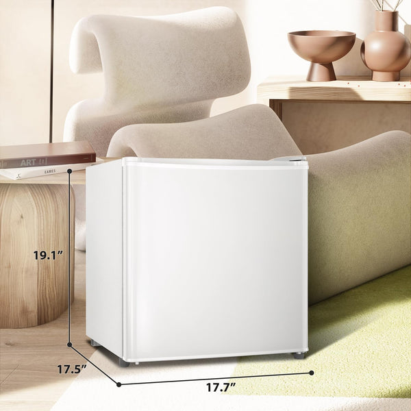 Kismile Mini Fridge with Freezer, 1.6 Cu.ft Mini Refrigerators with Removable Shelves, Adjustable Thermostat, Reversible Single Door, Small Refrigerator for Bedroom/Office/Home