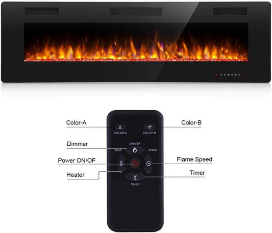 AGLUCKY 30 inch Recessed and Wall Mounted Electric Fireplace,, 750-1500W agluckyshop