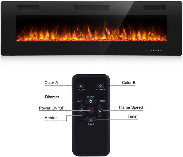 Auseo  Recessed and Wall Mounted Electric Fireplace,, 750-1500W agluckyshop