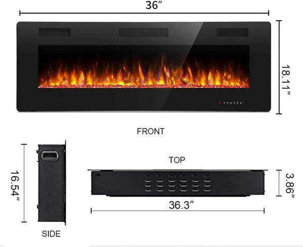 Auseo  Recessed and Wall Mounted Electric Fireplace,, 750-1500W
