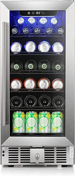  2.9Cu.Ft Beverage Refrigerator Wine Cooler - Low Noise LED Light Electronic Temperature Control Black