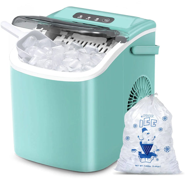 AuseoPortable Countertop Ice Maker,9 Cubes Ready in 6-13 Minutes,26lb/24H,Compact Machine with Scoop and Basket