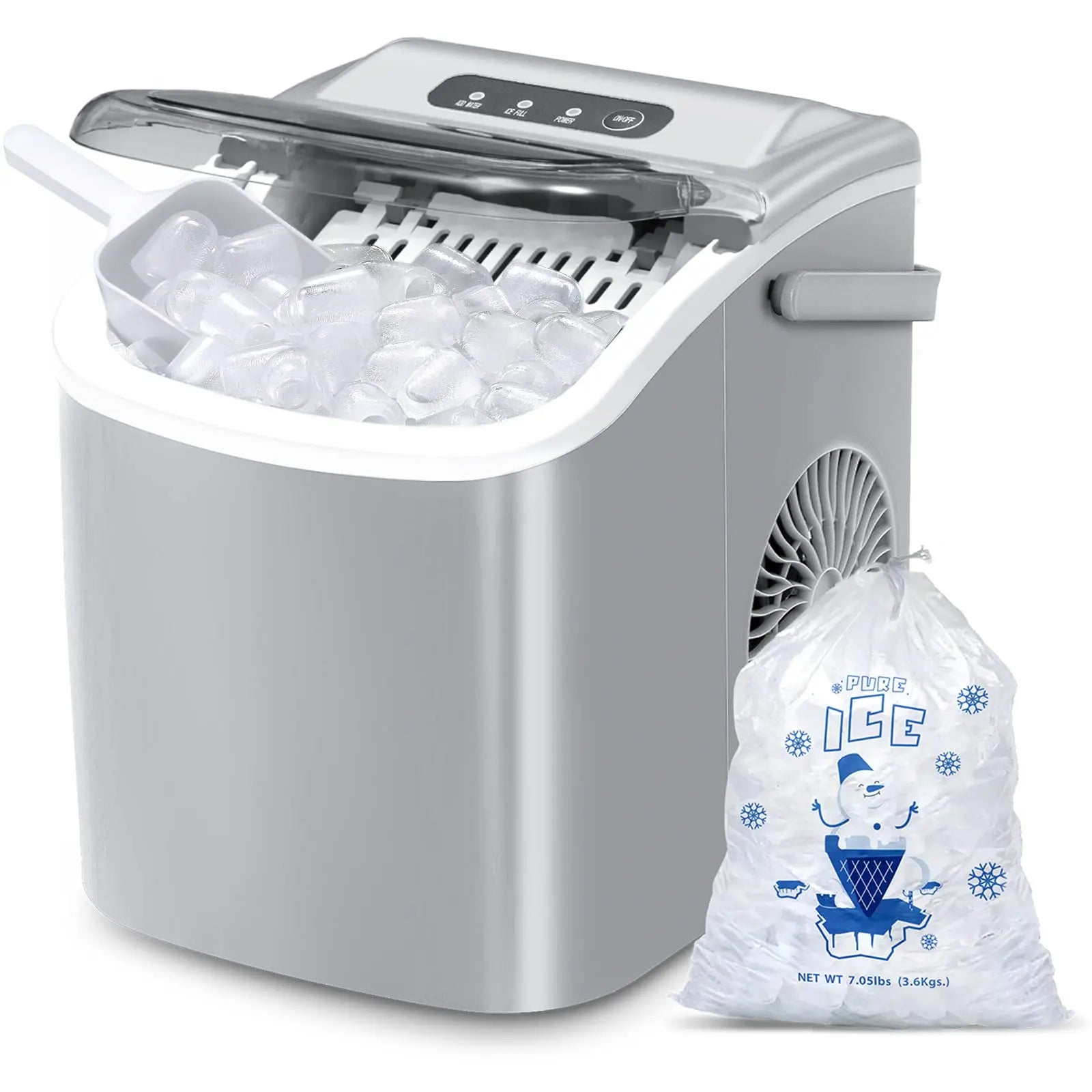 AuseoPortable Countertop Ice Maker,9 Cubes Ready in 6-13 Minutes,26lb/24H,Compact Machine with Scoop and Basket agluckyshop