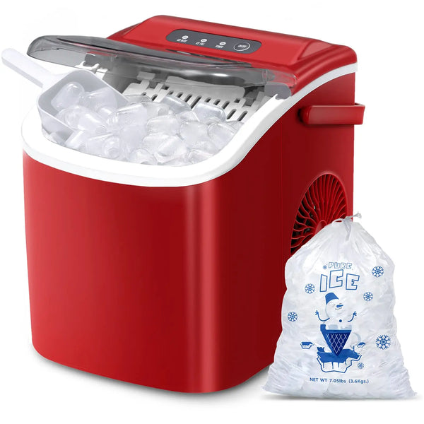 AuseoPortable Countertop Ice Maker,9 Cubes Ready in 6-13 Minutes,26lb/24H,Compact Machine with Scoop and Basket