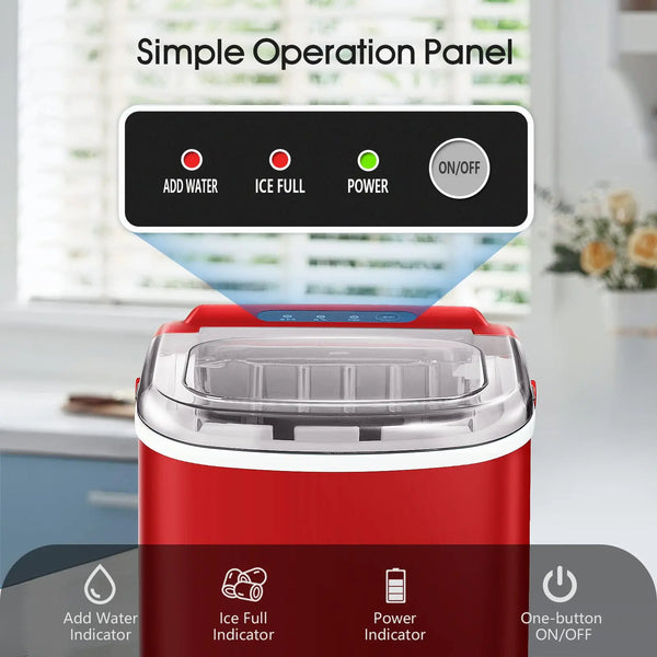 AGLUCKY Encimera para máquinas de hielo con autolimpieza, 26 libras/24 horas, 9 cubos listos en 6 minutos, máquina de hielo portátil con 2 tamaños de bala de hielo/cuchara de hielo/cesta para AGLUCKY Encimera para máquinas de hielo con autolimpieza, 26 libras/24 horas, 9 cubos listos en 6 minutos, máquina de hielo portátil con 2 tamaños de bala de hielo/cuchara de hielo/cesta para