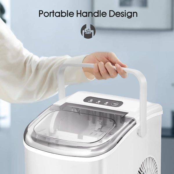 AuseoPortable Countertop Ice Maker,9 Cubes Ready in 6-13 Minutes,26lb/24H,Compact Machine with Scoop and Basket