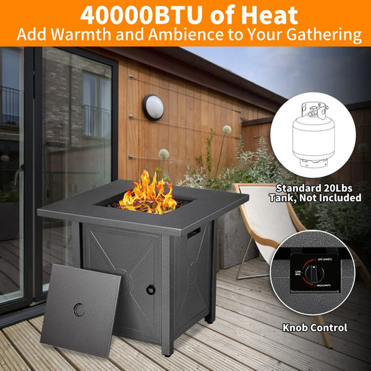  28 inch Propane Fire Pit,2 in 1 Fire Pit Table 