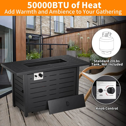  43 Inch Outdoor Propane Gas Fire Pit Table