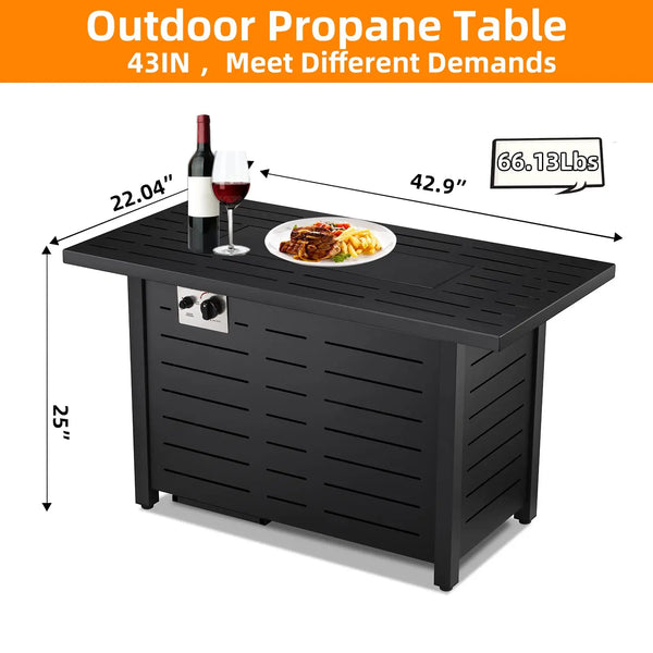  43 Inch Outdoor Propane Gas Fire Pit Table