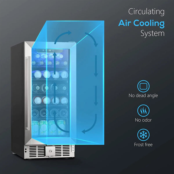 2.9Cu.Ft Beverage Refrigerator Wine Cooler - Low Noise LED Light Electronic Temperature Control Black