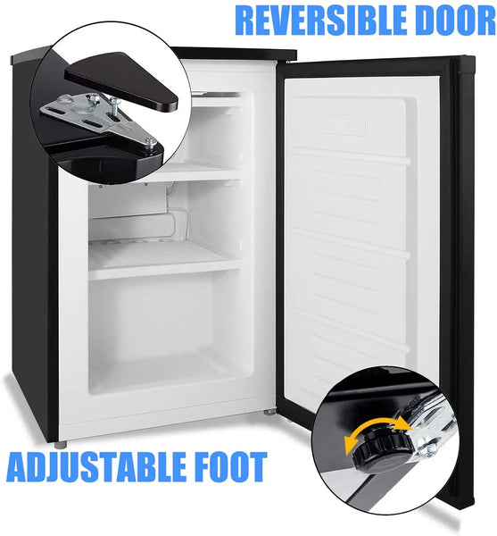 Mini Upright Freezer -3.0 cu.ft Compact freezer with Removable Shelves (Black,White,Red)