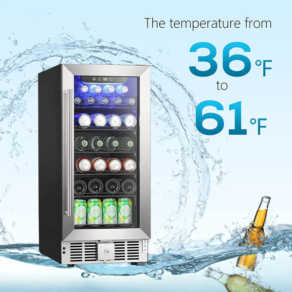  2.9Cu.Ft Beverage Refrigerator Wine Cooler - Low Noise LED Light Electronic Temperature Control Black