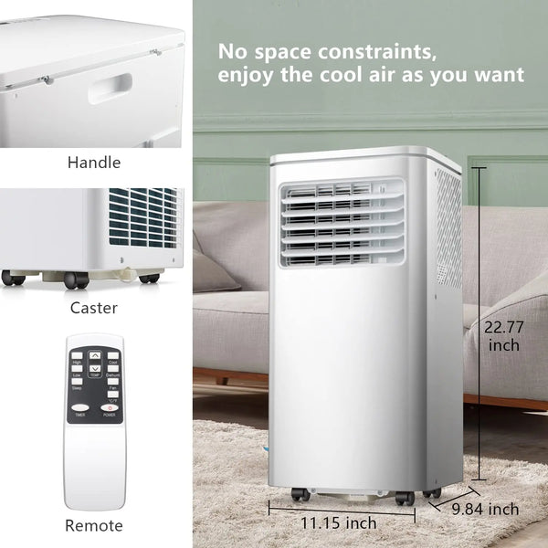8000BTU Portable Air Conditioner Built-in Dehumidifier Function,White