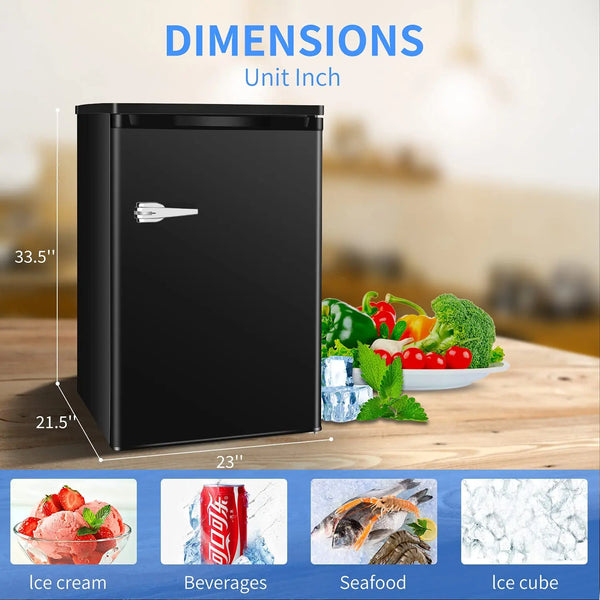 Mini Upright Freezer -3.0 cu.ft Compact freezer with Removable Shelves (Black,White,Red)