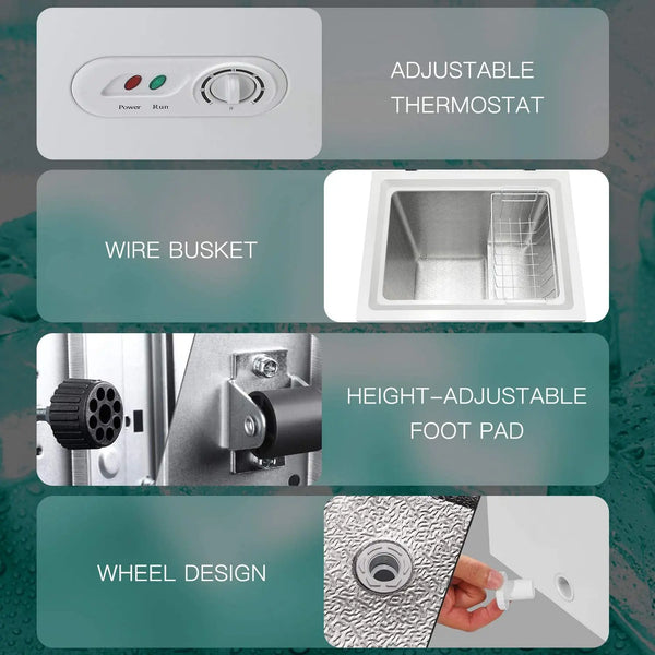  5.0 Cubic Feet White Chest Freezer ,Removable Basket |Free Standing