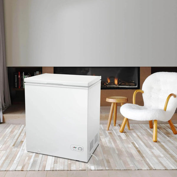  5.0 Cubic Feet White Chest Freezer ,Removable Basket |Free Standing