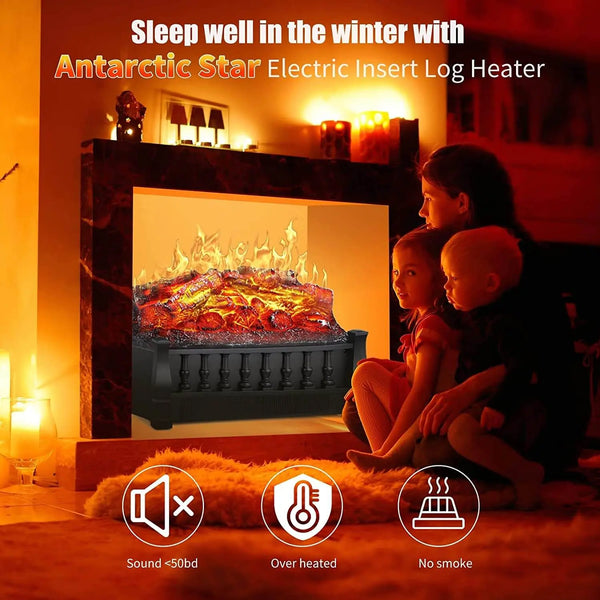 Kissair Electric Fireplace Log Set Heater with Remote Control,750W/1500W