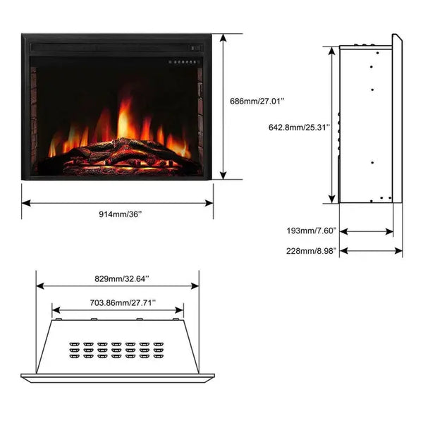  Freestanding & Recessed Electric Fireplace Insert