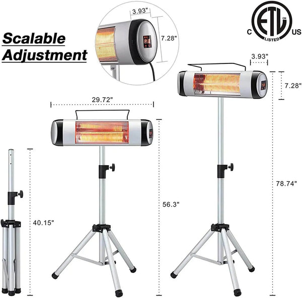  Electric Patio Heater|Adjustable Standing/Outdoor Infrared Heater