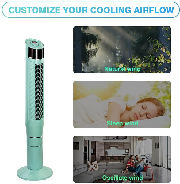 Tower Fan with Oscillation, Ionizer,Remote Control, Standing Fan for Office, Portable Bladeless Floor Fan for Home with Children/Pets/Elders, 8 Wind Speed,47