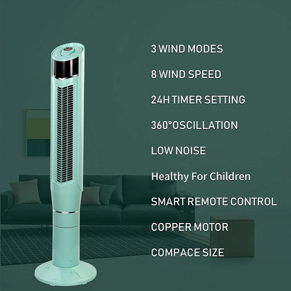 Tower Fan with Oscillation, Ionizer,Remote Control, Standing Fan for Office, Portable Bladeless Floor Fan for Home with Children/Pets/Elders, 8 Wind Speed,47