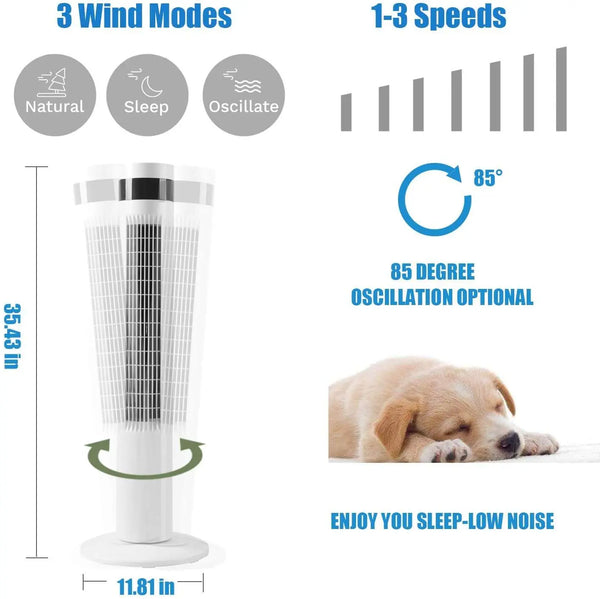 36-inchTower Fan Oscillating Fan, 3 Speeds Wind Modes