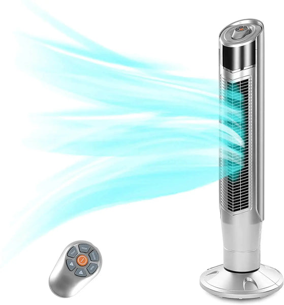 Kissair 40Inch Tower Fan 360°Oscillating Fan Quiet Cooling 24H Timer Remote Control Standing 8 Wind Speed 3 Wind Modes Bladeless