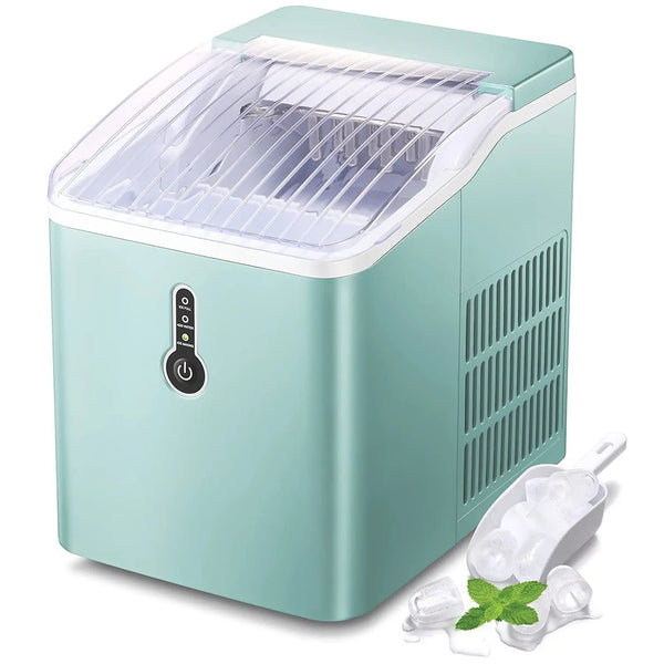 AGLUCKY Countertop Ice Maker Machine, Portable Compact Ice Cube Maker with Ice Scoop & Basket, 26Lbs/24H Ice Machine for Home/Kitchen/Office/Bar, Green agluckyshop