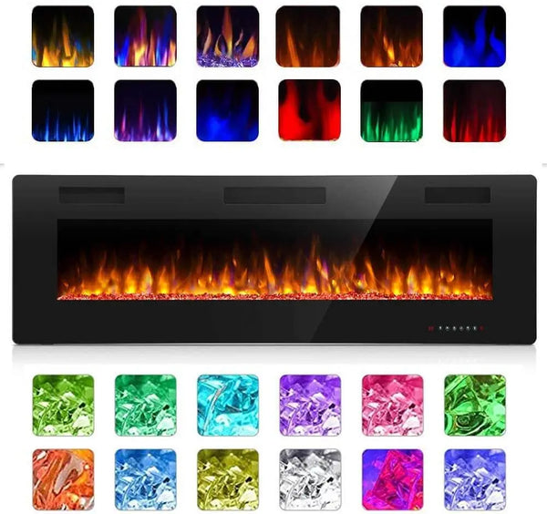 36 inch Recessed and Wall Mounted Electric Fireplace,750-1500W agluckyshop