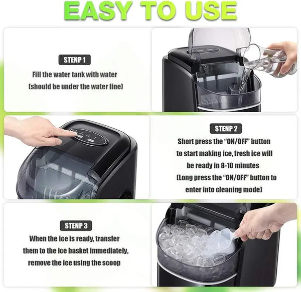 AGLUCKY Black Mini Ice Maker