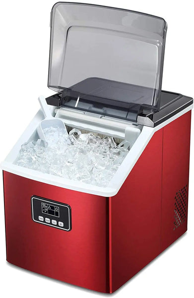 Counter top Ice Maker Machine,Portable Ice Cube Makers with Self-cleaning, (Red)