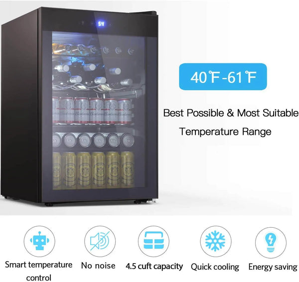Kissair 4.5 Cubic Feet Mini Fridge Beverage  Digital Temperature Control agluckyshop