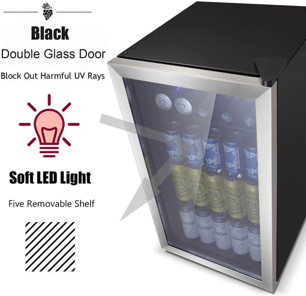  3.2 Cubic Feet Small Fridge|90 Cans Digital Temperature Control