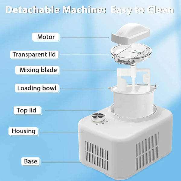 AGLUCKY Ice Cream Maker for Gelato, Freezen Yogurt, Ice Cream Sorbet, Compact Size, Knob-Operated Control, Upper Mixing, Perfect for Kids