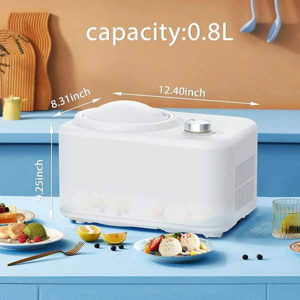 AGLUCKY Ice Cream Maker for Gelato, Freezen Yogurt, Ice Cream Sorbet, Compact Size, Knob-Operated Control, Upper Mixing, Perfect for Kids