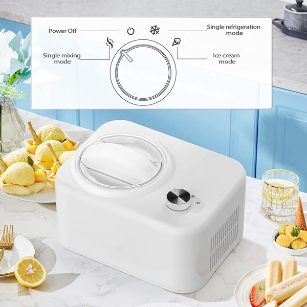 AGLUCKY Ice Cream Maker for Gelato, Freezen Yogurt, Ice Cream Sorbet, Compact Size, Knob-Operated Control, Upper Mixing, Perfect for Kids