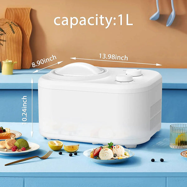 AGLUCKY Ice Cream Maker for Gelato, Freezen Yogurt, Ice Cream Sorbet, Compact Size, Knob-Operated Control, Upper Mixing, Perfect for Kids