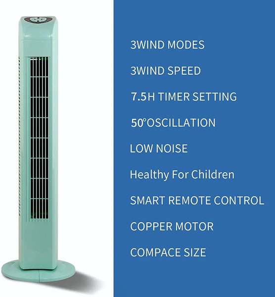  Tower Fan Oscillating Fan Quiet Cooling Standing 3 Speeds Wind Modes