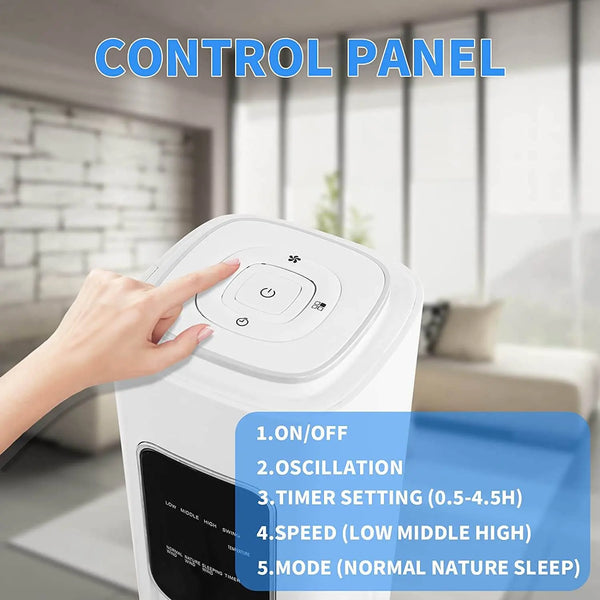 Kissair 47 inch Tower Fan Oscillating Quiet Cooling Remote Control 3 Speeds Wind Modes Bladeless